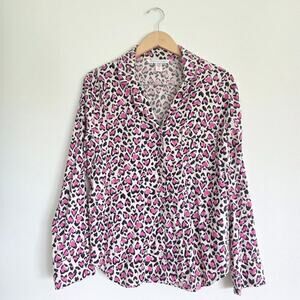 Victoria’s Secret Pink Heart Leopard Print Pajama Top Sleepwear Size Medium